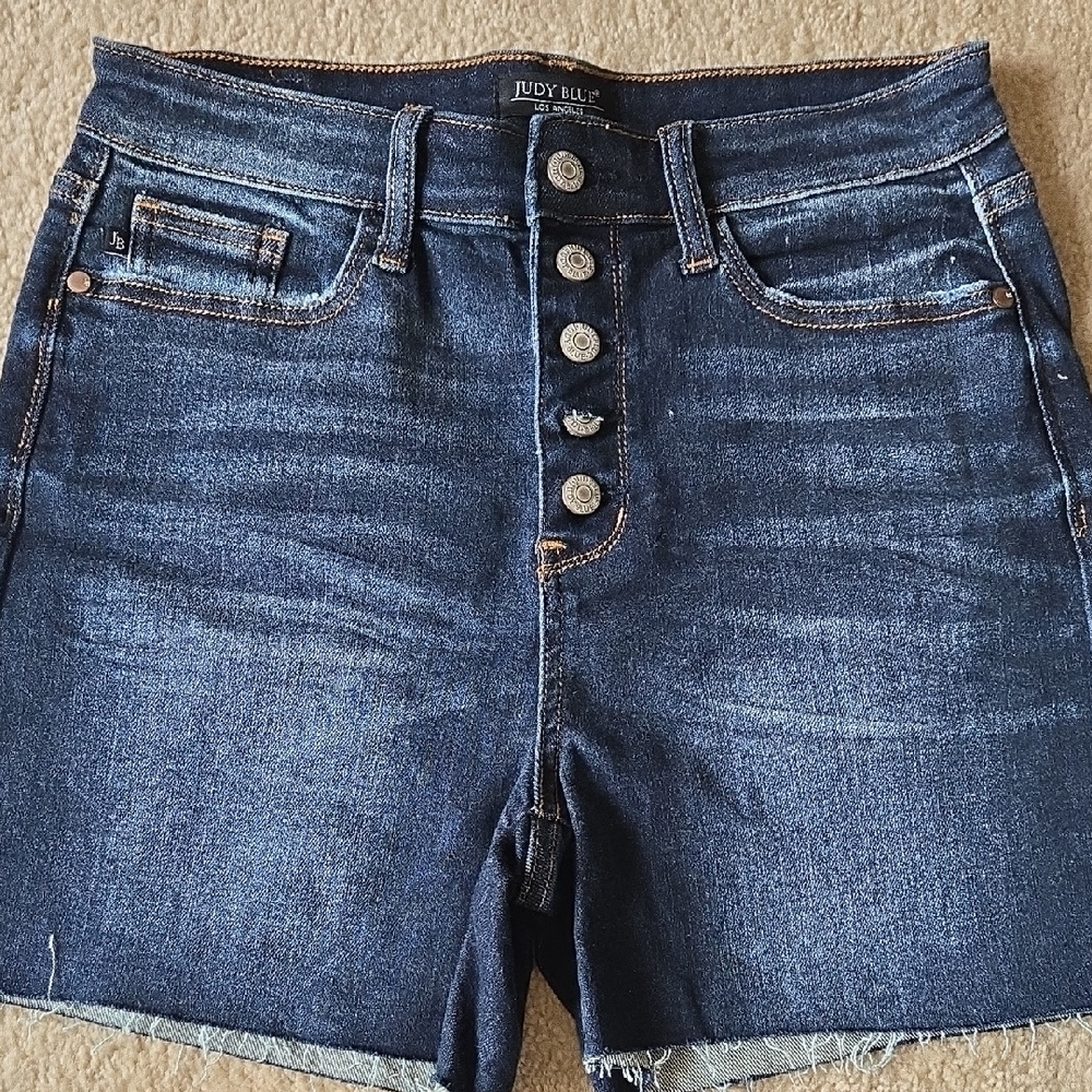 Judy Blue Indigo High-Rise Button-Fly Denim Shorts